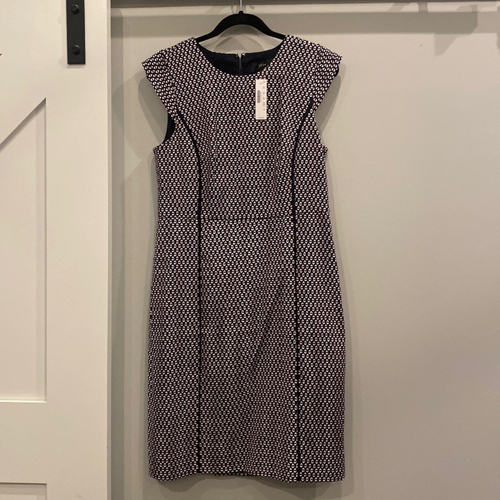 JCrew black, red and white print dress